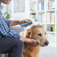 Pet grooming tool removing loose undercoat fur