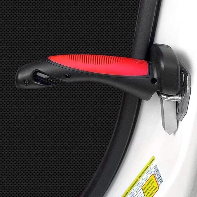 Emergency window breaker and seatbelt cutter tool