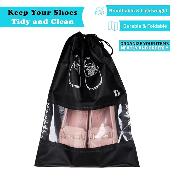 Travel shoe bags pack of 4 breathable fabric