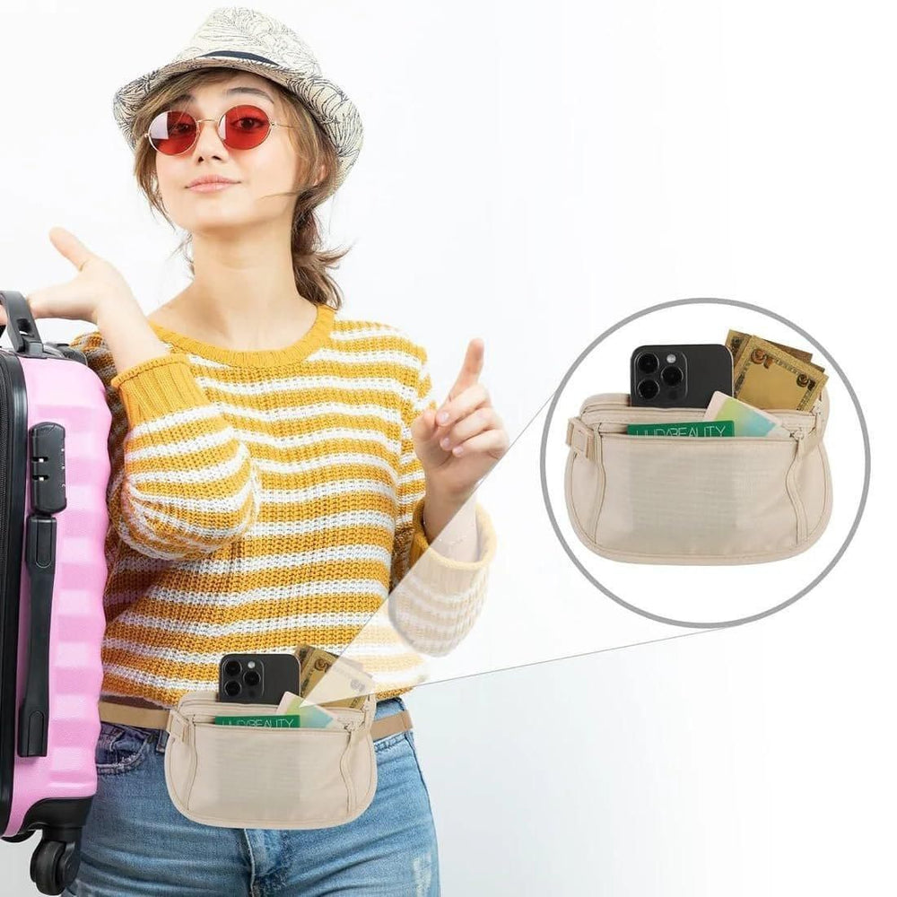 Anti-theft passport wallet worn under clothing at the waist
