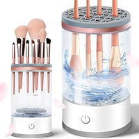 Electric makeup brush cleaner spin device