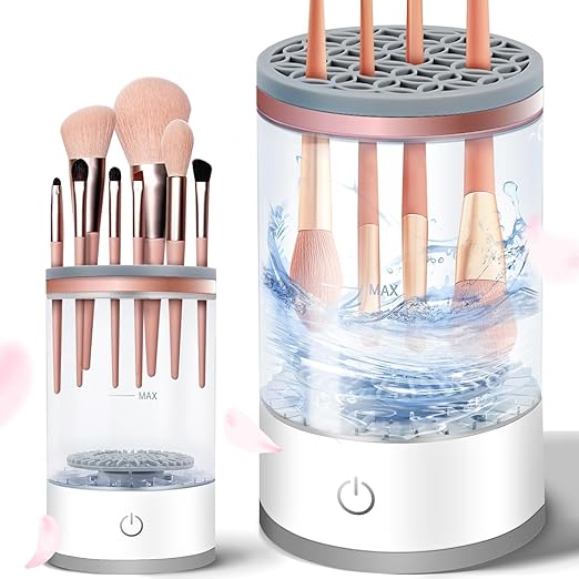 Electric makeup brush cleaner spin device