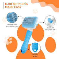 Pet grooming tool being used on dog's coat