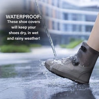 Waterproof rain shoe covers with textured non-slip sole