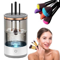 Makeup brushes being cleaned in electric spinner