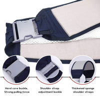 Parent carrying baby hands-free in breathable sling