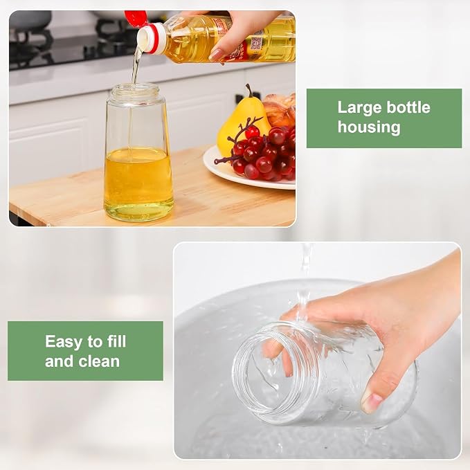 Fine mist oil spray bottle coating a pan evenly