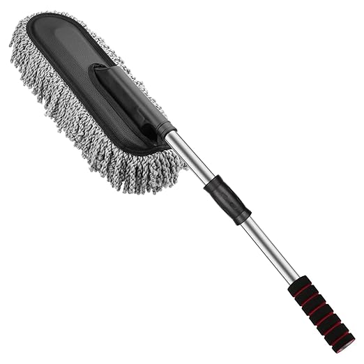 Soft microfiber car duster brush for dashboard and interior cleaning
