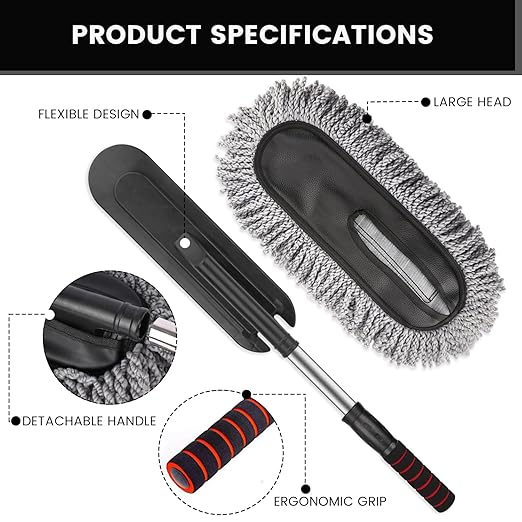 Microfiber car duster brush bristle head close-up